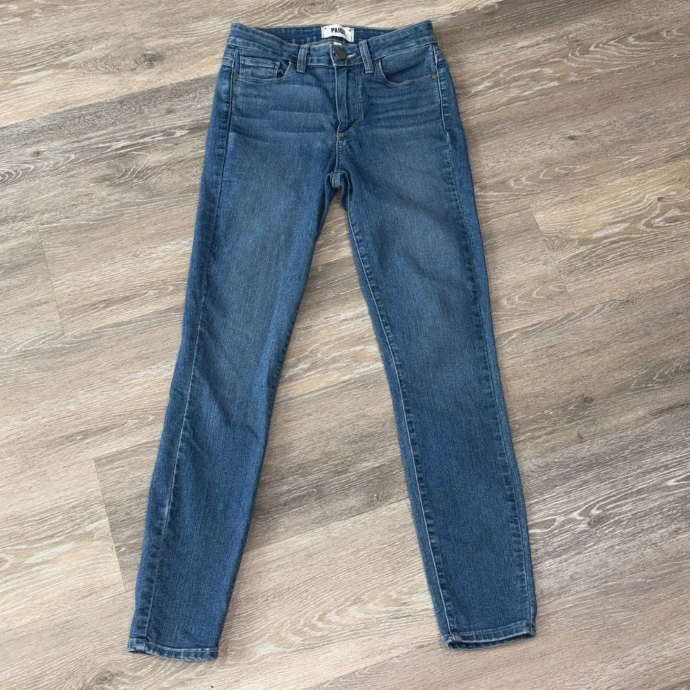 PAIGE Hoxton Ankle High Rise Skinny Jeans Medium Blue Stretch Denim Size 25